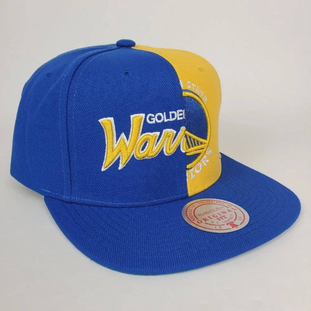 GS Warriors Mitchell & Ness NBA Snapback‎ Hat 3D Logo Blue Yellow Cap NWT